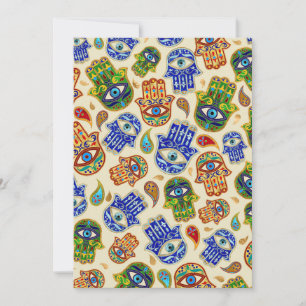 Hamsa Hand - Hand of Fatima colourful pattern Holiday Card