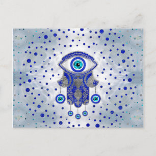 Hamsa Hand -Hand of Fatima Lapis Lazuli and Silver Postcard