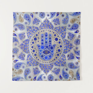 Hamsa Hand -Hand of Fatima on Mother of Pearl Tapestry