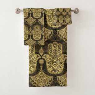 Hamsa Hand - Hand of Fatima Pattern Bath Towel Set