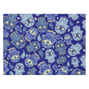 Hamsa Hand - Hand of Fatima pattern Blue Minerals Tablecloth