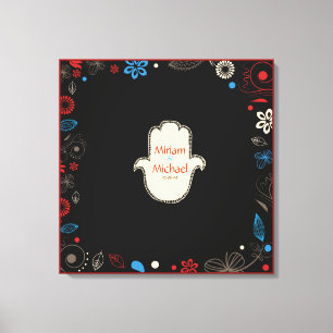 HAMSA HAND Jewish Wedding Sign-In Memory Board Canvas Print