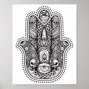 Hamsa Hand Of Fatima Oriental Islamic Symbol Yoga  Poster