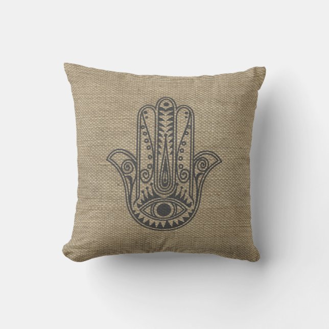 HAMSA Hand of Fatima symbol amulet Cushion (Front)