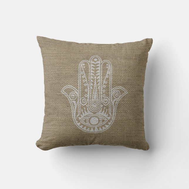 HAMSA Hand of Fatima symbol amulet Cushion (Front)