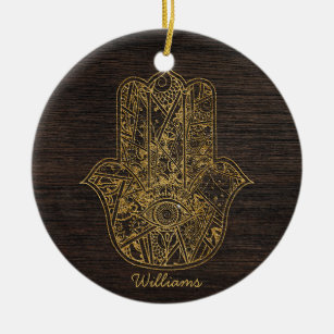 HAMSA Hand of Fatima symbol amulet design Ceramic Ornament