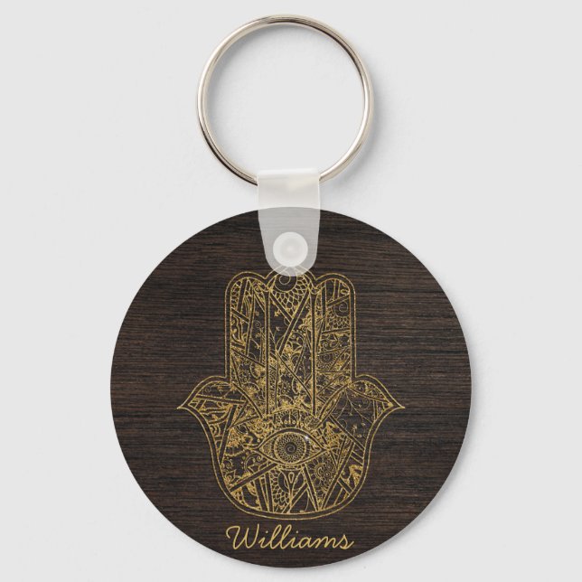 HAMSA Hand of Fatima symbol amulet design Key Ring (Front)