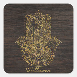 HAMSA Hand of Fatima symbol amulet design Square Sticker