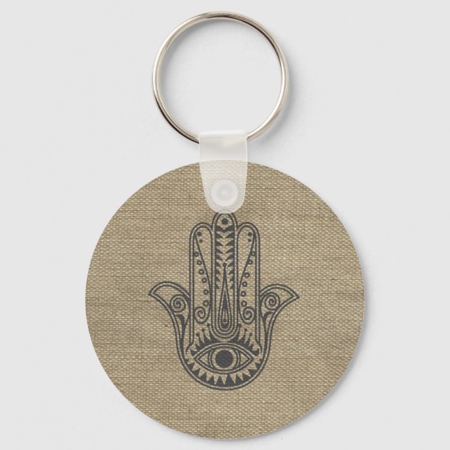 HAMSA Hand of Fatima symbol amulet Key Ring (Front)