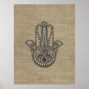 HAMSA Hand of Fatima symbol amulet Poster