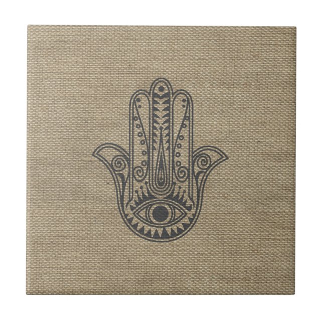 HAMSA Hand of Fatima symbol amulet Tile (Front)
