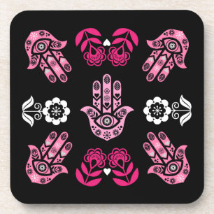 Hamsa Hand Protection Art Coaster