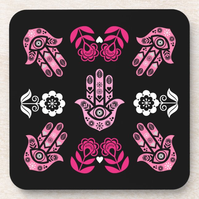 Hamsa Hand Protection Art Coaster (Front)