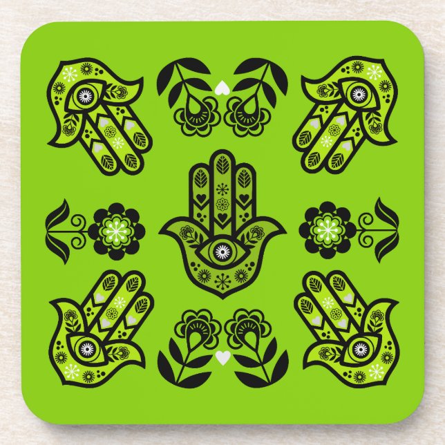 Hamsa Hand Protection Art Coaster (Front)