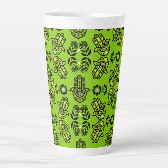 Hamsa Hand Protection Art Latte Mug (Front)