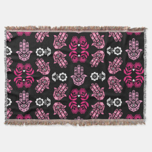 Hamsa Hand Protection Art Throw Blanket