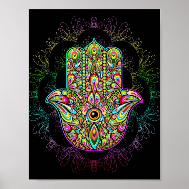 Hamsa Hand Psychedelic Art Poster (Front)