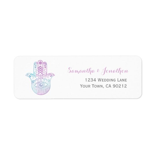 Hamsa Hand Purple and Blue Return Address Stickers Return Address Label
