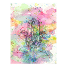 HAMSA Hand Symbol Colorful Watercolor
