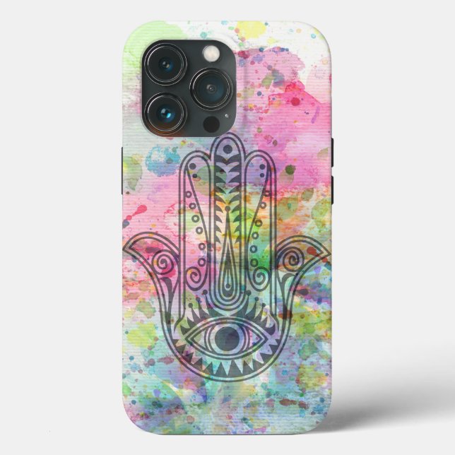 HAMSA Hand Symbol Colourful Watercolor Case-Mate iPhone Case (Back)