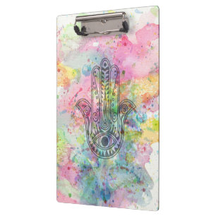 HAMSA Hand Symbol Colourful Watercolor Clipboard