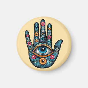 Hamsa Hand with and eye art illustration Magnet