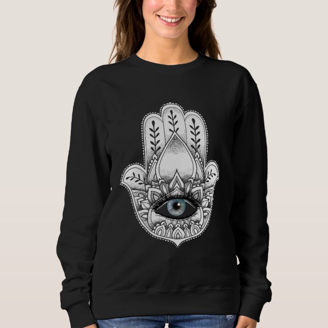 Hamsa Hand Yogi Hand Hams Amulet Good Luck Charm O Sweatshirt (Front)