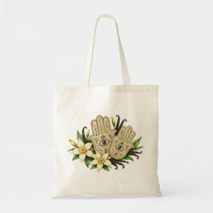 Hamsa Hands with Vanilla Flowers & Evil Eye Tote Bag