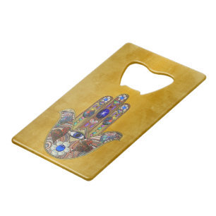 Hamsa Hearts Flowers Opal Art on Gold