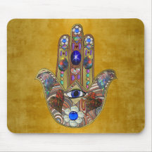 Hamsa Hearts Flowers Opal Art on Gold
