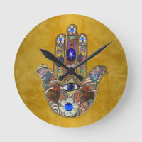 Hamsa Hearts Flowers Opal Art on Gold