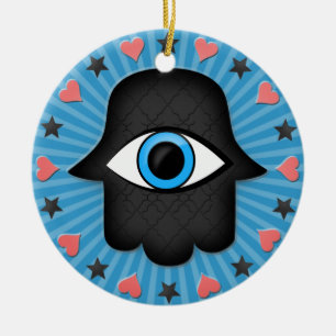 hamsa khamsa Eye in hand of the goddess Ceramic Tree Decoration