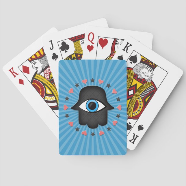 hamsa khamsa Eye in hand of the goddess Playing Cards (Back)