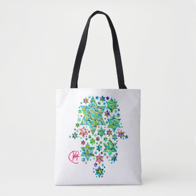 Hamsa of Jewish Stars Art Tote Bag (Front)