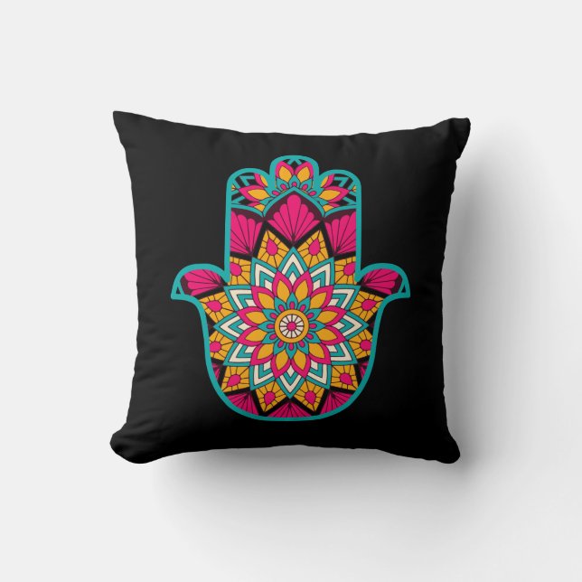 HAMSA Protective Talisman Throw Pillow (Front)