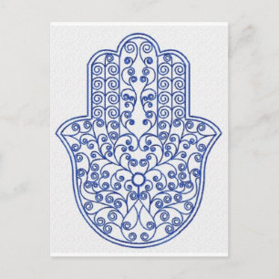 hamsa*tunis*morocco*henna*blue postcard