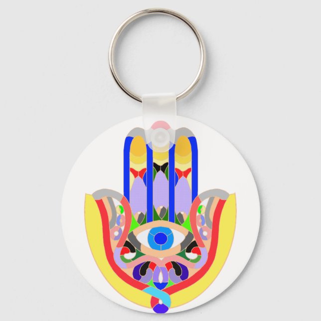 Hamsa - very colourful key ring (Front)