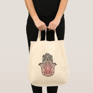 Hamsa with boho pattern tote bag