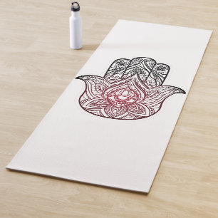 Hamsa with boho pattern yoga mat