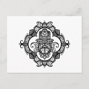 Hamsa With Ethnic Ornaments Doodle Postcard
