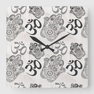 Hamsa Yoga Pattern Square Wall Clock