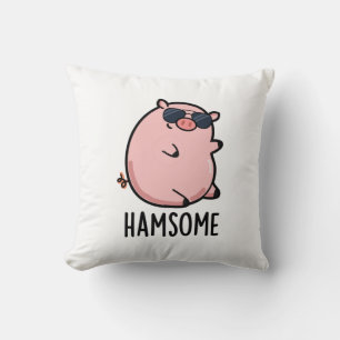 Hamsome Funny Pig Pun  Cushion