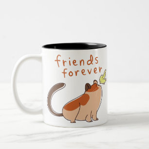 Hamster and Bird Best Friend Two-Tone Coffee Mug