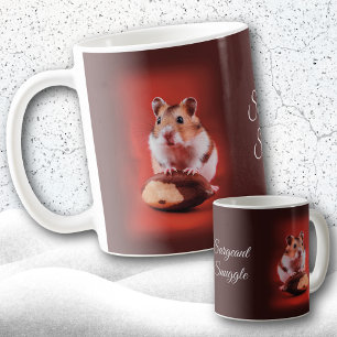 Hamster and Brazil Nuts on Red Coffee Mug