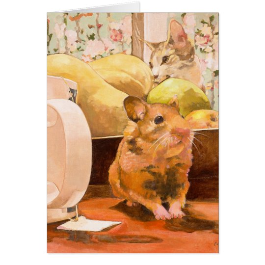Hamster and Cat Blank Card