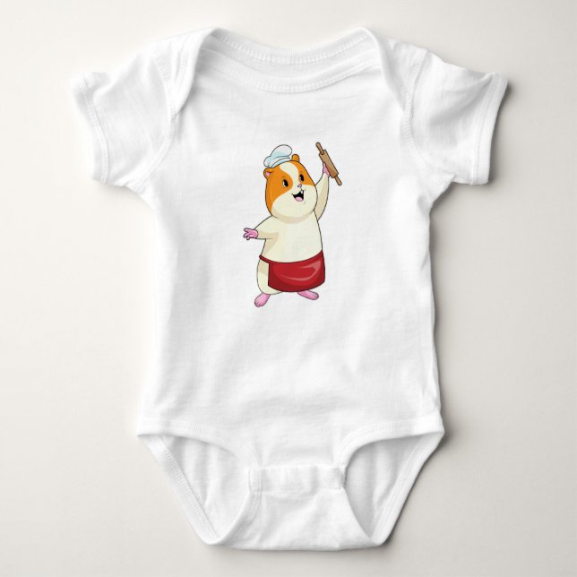 Hamster as Baker with Rolling pin Baby Bodysuit (Front)
