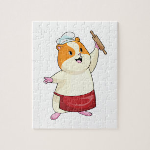 Hamster as Baker with Rolling pin Jigsaw Puzzle