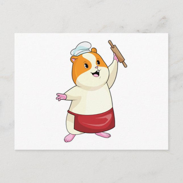Hamster as Baker with Rolling pin Postcard (Front)