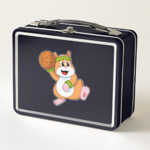 Hamster as Basketball player with Basketball Metal Lunch Box