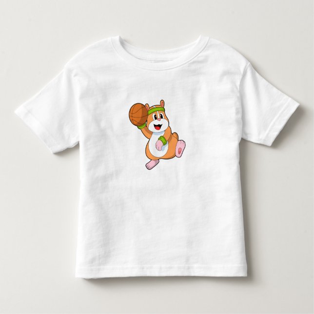 Hamster as Basketball player with Basketball Toddler T-Shirt (Front)